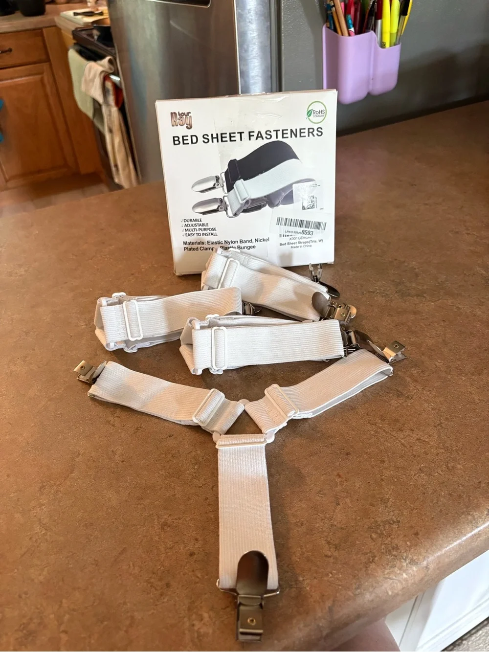 Tour Ray Bed Sheet Fasteners Adjustable White Elastic Straps